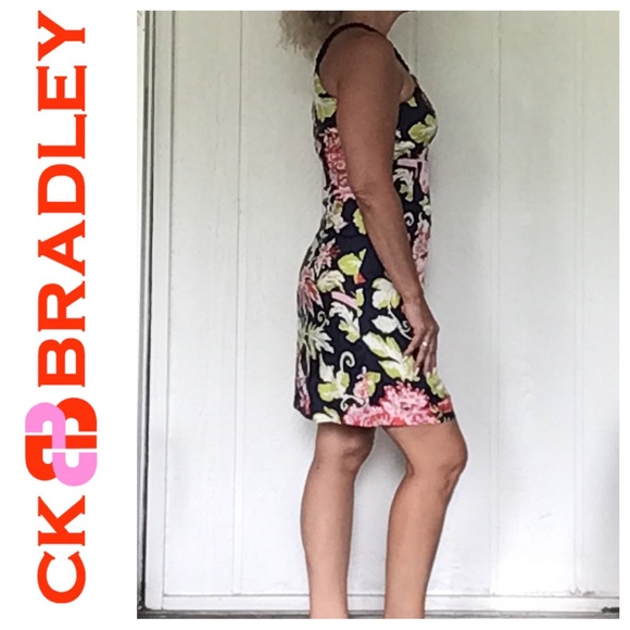 CK BRADLEY FLORAL PRINT SILK HALTER DRESS SIZE 6 - Picture 2 of 16